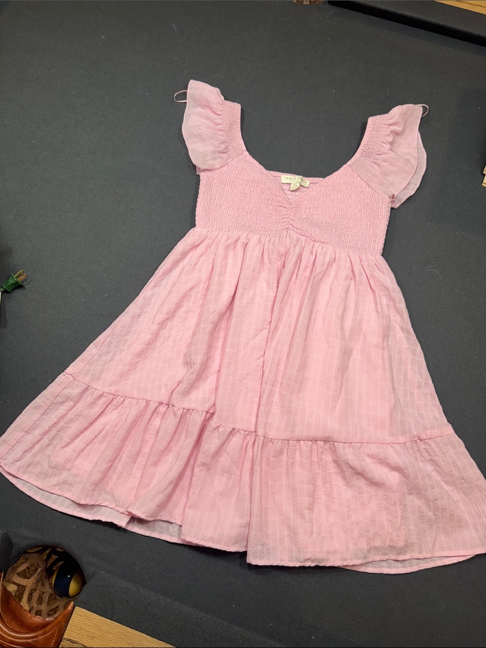 Little Girls' Pink Ruffle Sleeve Smocked Mini Dress